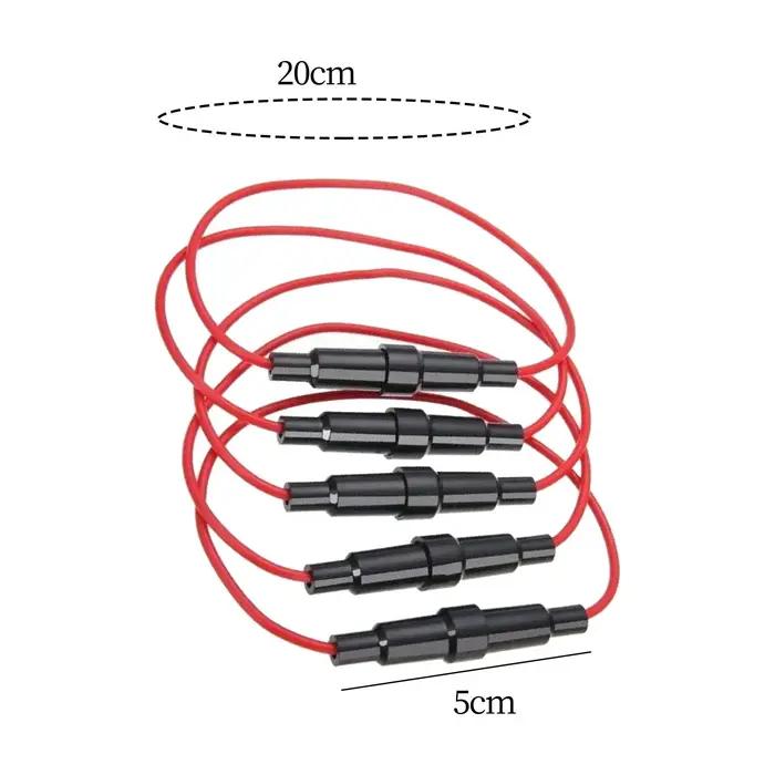 5 pièces porte-fusible 5x20mm étanche Durable 10A noir, 7 pouces de Long 18 calibre AWG fil pour voi
