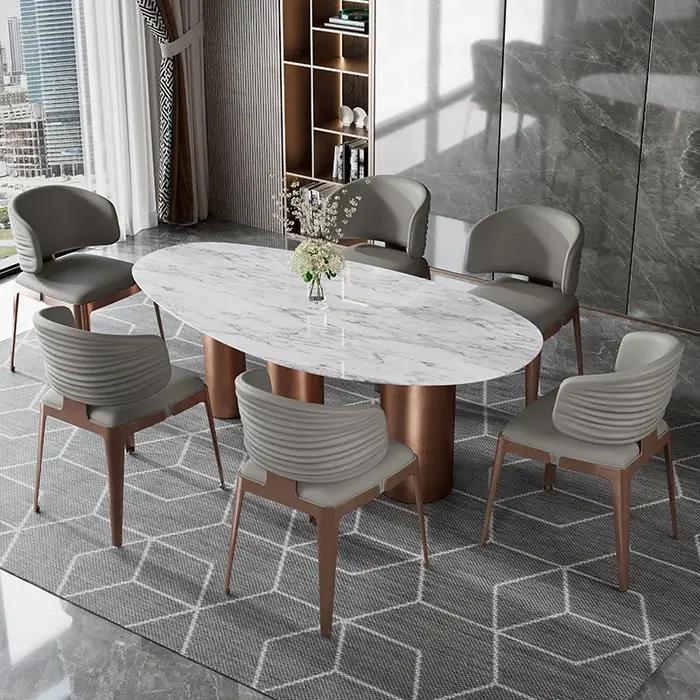 Chaise de salle à manger de luxe légère italienne, simple et moderne, en acier inoxydable, pour la m