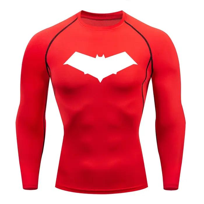 T-shirt compression homme séchage rapide sport fitness course musculation respirant noir