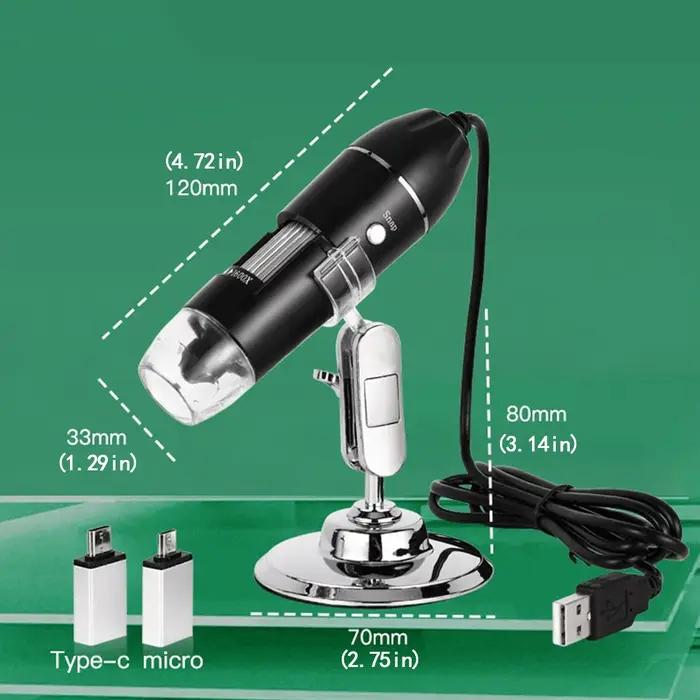 Microscope numérique caméra 1600X 3 en 1 type-c USB Microscope électronique Portable pour le soudage