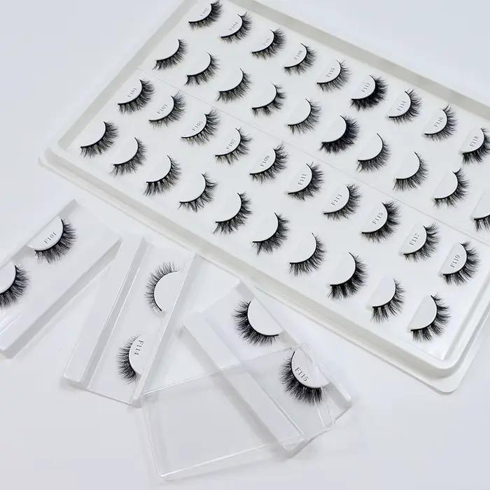 Cils de vison naturels de haute qualité mode classique doux pleine bande cils maquillage 12mm cils d