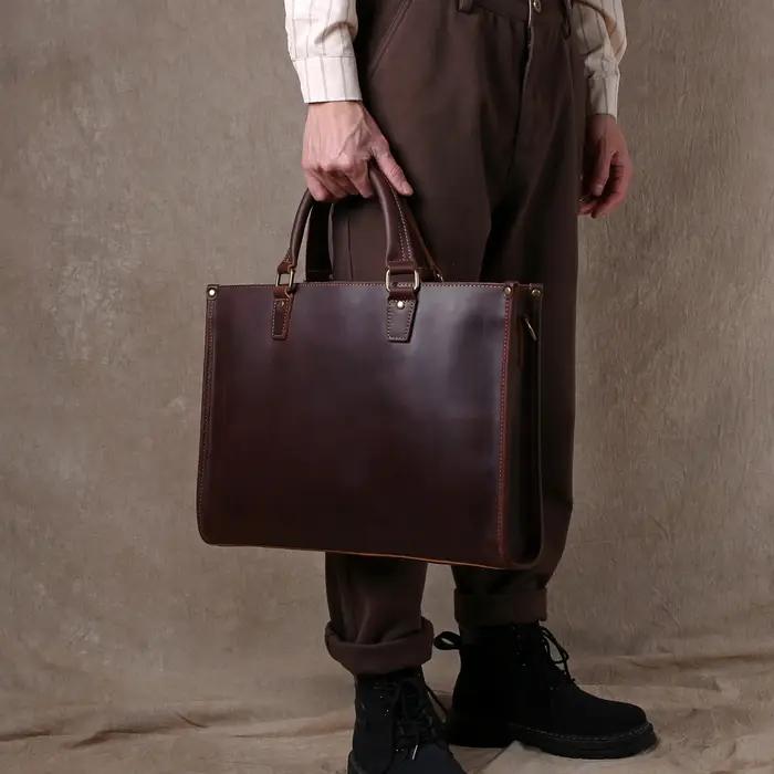 Baotou – sac à main en cuir pour hommes, Ultra-simple, de haute qualité, avec couche en cuir de vach