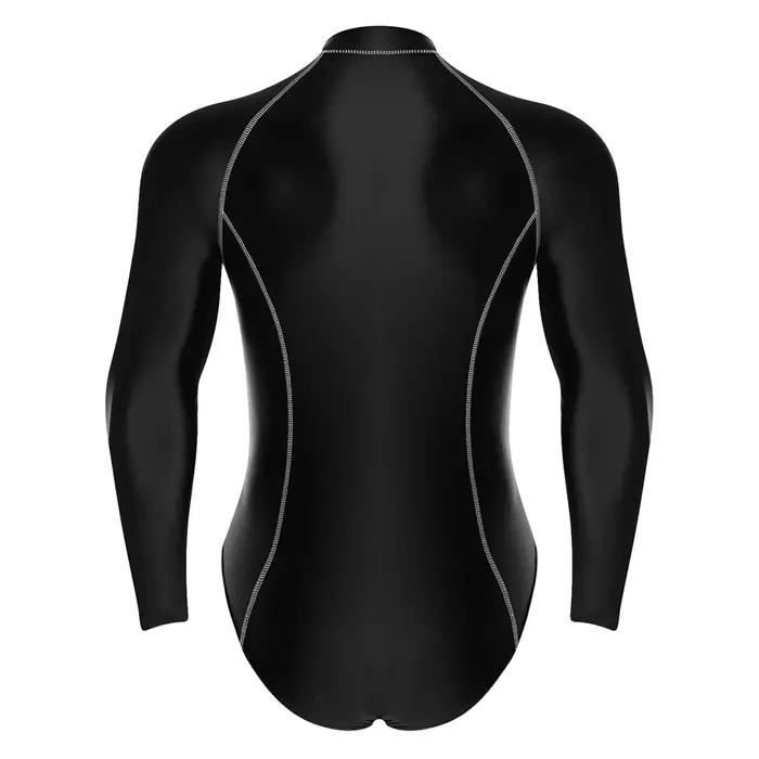 Maillot de bain une pièce brillant pour hommes, protection contre les éruptions cutanées, manches lo