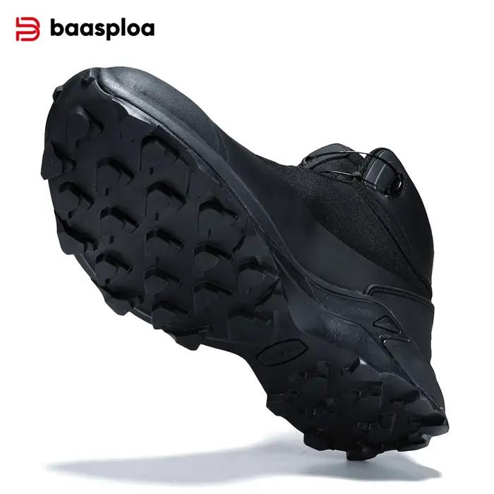 Baasploa hommes chaussures de randonnée anti éclaboussures eau bouton rotatif baskets d'extérieur no