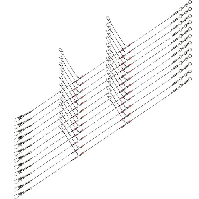 Fil de pêche en acier inoxydable avec connecteur à pression à percussion, outil de pêche, 12 pièces