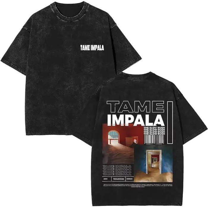2025 lavé Vintage Tame Impala impression graphique T-shirts vêtements pour hommes Pop Rock groupe T-