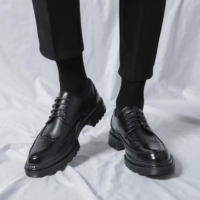 Chaussures en cuir à lacets pour jeunes hommes, chaussures d'affaires formelles, chaussures de maria