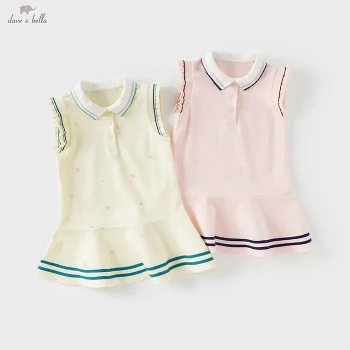 Dave Bella – robe Polo pour enfants, nouvelle mode d'été pour bébés filles, jupe ondulée douce et mi