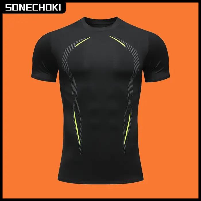Chemise compression homme sport - Haut fitness séchage rapide manches courtes pour entraînement