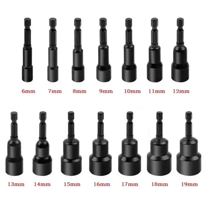 Tournevis à écrou magnétique à douille d'impact 6-19mm, adaptateur de douille profonde, têtes de clé