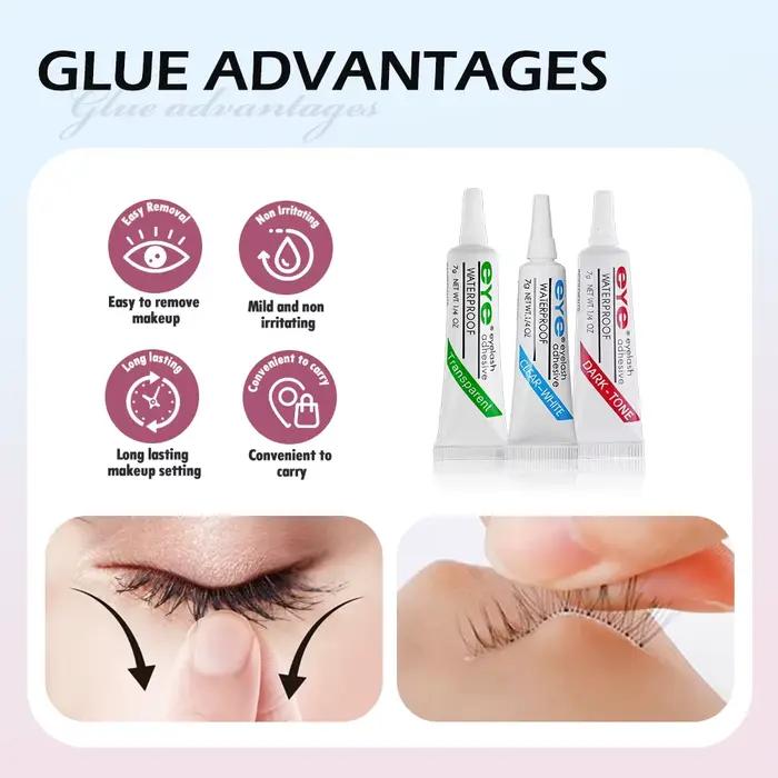 Colle à cils professionnelle à séchage rapide, 3 couleurs, extension de faux cils, longue durée, éta