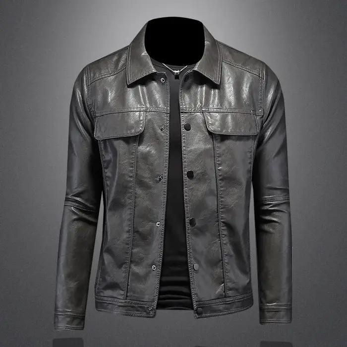 2024 Automne et Hiver Nouveau Hommes De Mode Beau avec Solide document Boutique Revers Moto Manteau