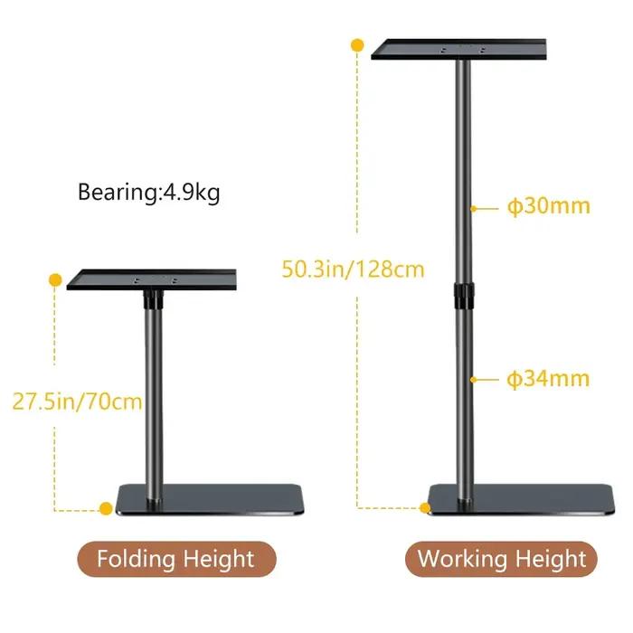 Trépied de projecteur 145 cm, support pour ordinateur portable, hauteur réglable de 23 à 63 pouces,
