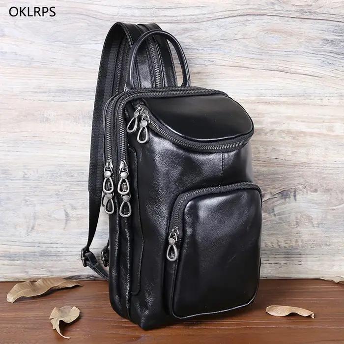 Sac de poitrine pour hommes, sac à bandoulière en cuir avec couche supérieure, sac à bandoulière déc