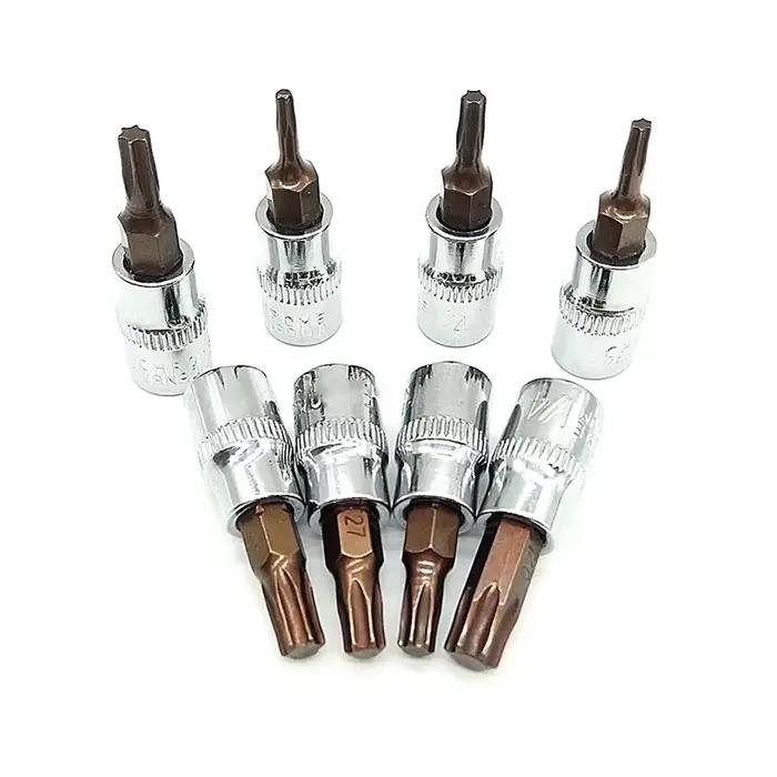 Embout de tournevis Torx 1/4 pouces, douille d'entraînement, adaptateur de clé à douille à cliquet,