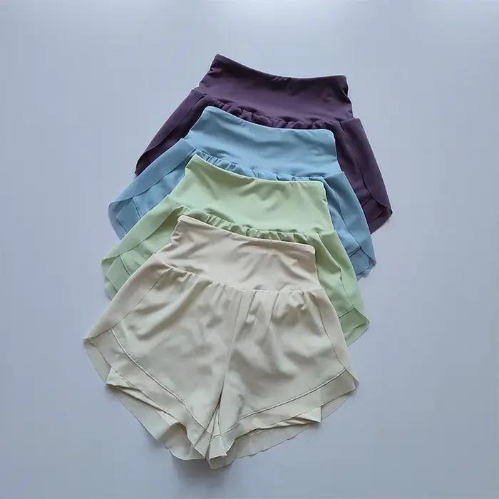 Short de sport taille haute pour femme, maille respirante, double couche, séchage rapide, gym, fitne
