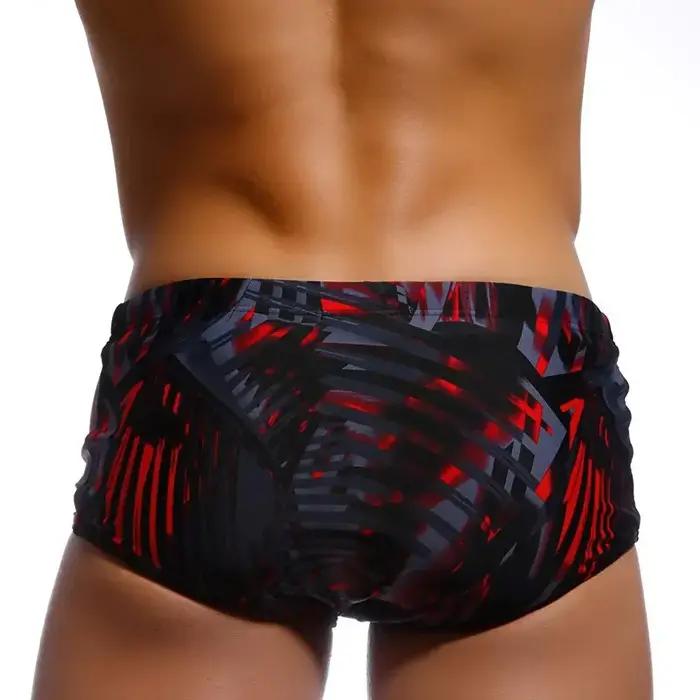 Maillot de bain homme brésilien coupe traditionnelle surf boxer slips noir rouge sunga