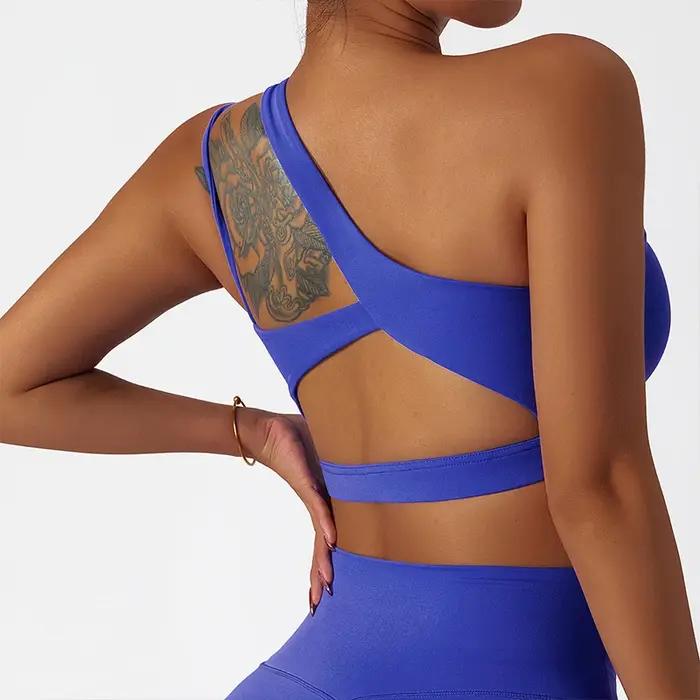 Soutien-gorge de yoga femme à sangle unique - Confortable sans armature avec coussinets - Fitness extensible