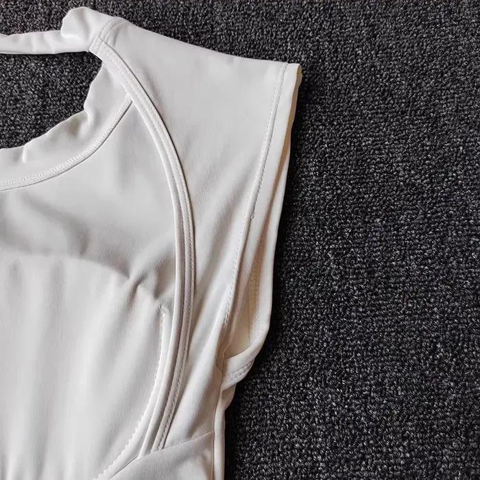 Débardeur de sport pour femme, coupe ajustée, dos ouvert, avec bonnets fixes intégrés, respirant, po
