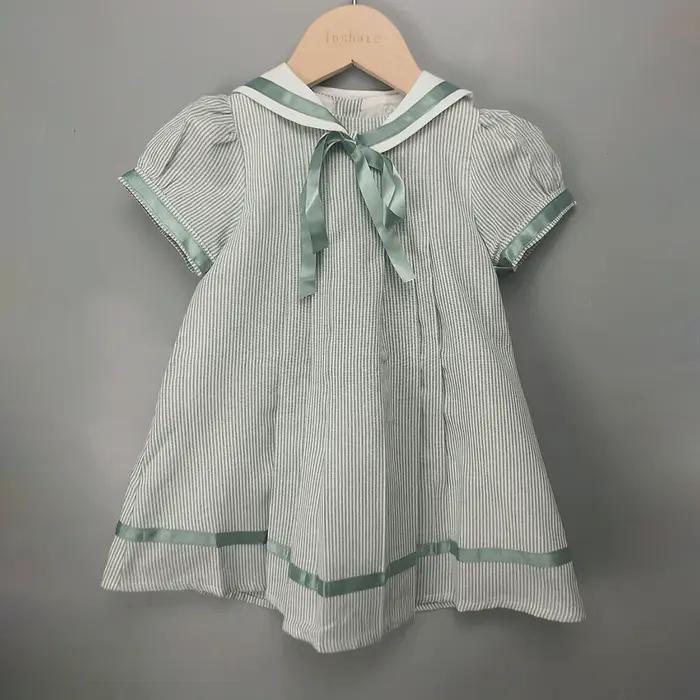 Boutique de vêtements pour enfants, tenue à rayures pour garçons et filles, ensemble en coton et lin