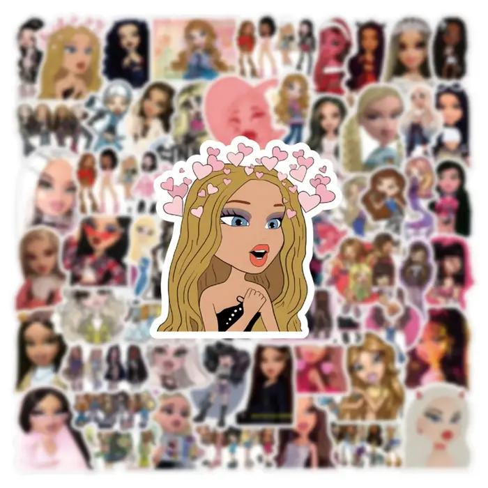56/63 pièces dessin animé Bratz poupée Graffiti bricolage téléphone portable autocollant étanche