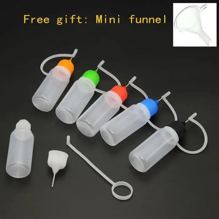 Bouteilles à presser en plastique de 10ml, pointe d'aiguille, applicateur de colle PE, outil artisan