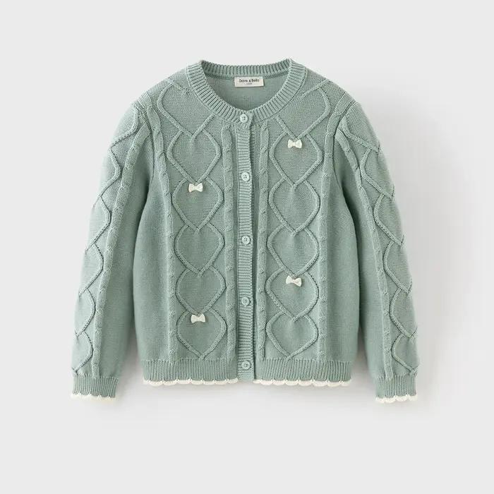 Dave Bella automne printemps Cardigan pull pour filles tricoté pull enfants bouton manteau d'extérie