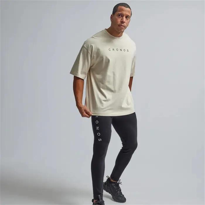 T-shirt de sport en coton imprimé pour hommes, haut de fitness, t-shirts d'entraînement, vêtements d