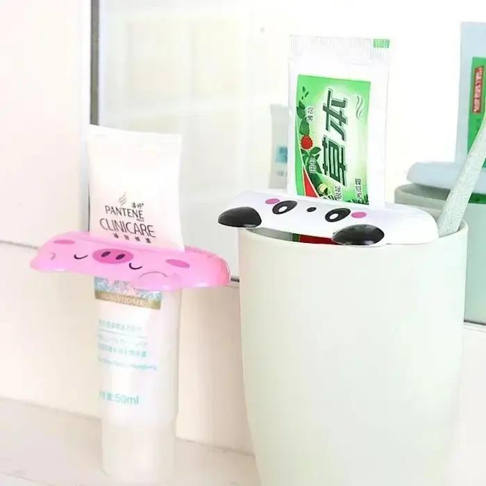 Distributeur de dentifrice roulant, mignon, dessin animé, Clips de nettoyage du visage, porte-dentif