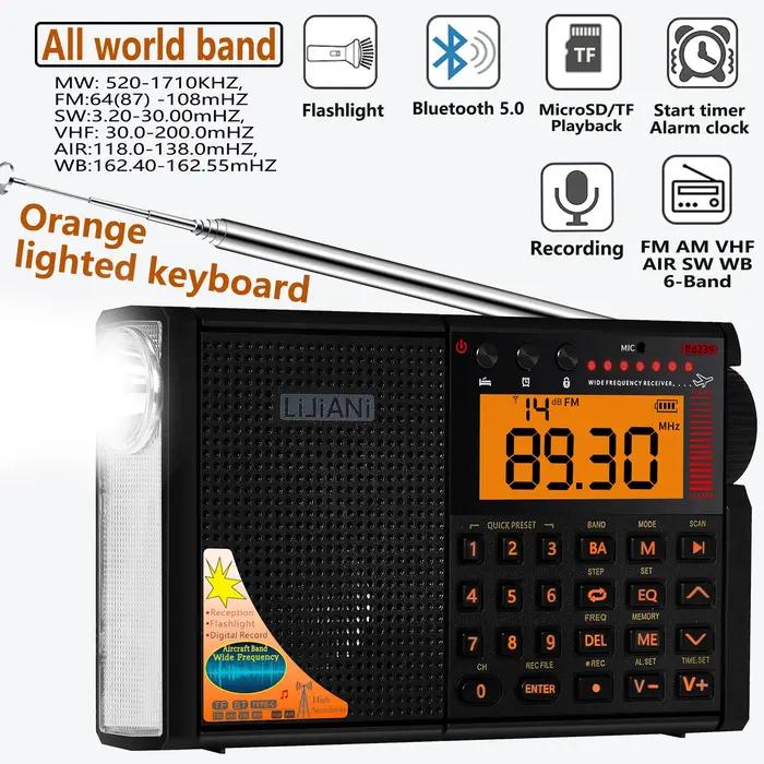 COMPANY-Radio amateur à ondes courtes, FM SW MW, VHF, Air WB, toutes bandes mondiales, Bluetooth, le