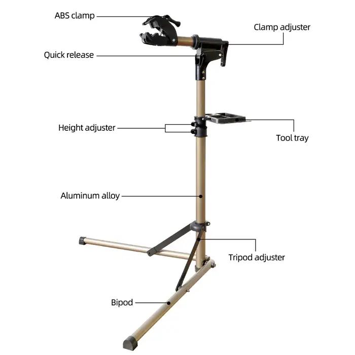 Support de réparation de vélo en alliage d'aluminium pliable et réglable pour atelier de réparation vélos professionnels et particuliers