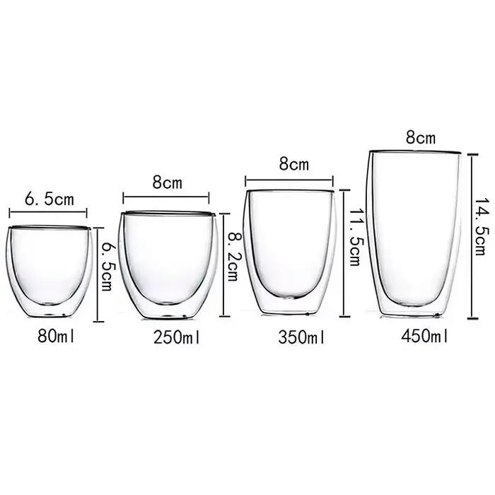 Tasse en verre borosilicaté à double paroi, haute teneur en borosilicate, degré de chaleur, thé, lai
