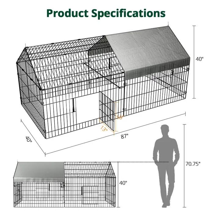 Enclos de parc pour animaux de compagnie avec housse de protection et sol, manteau de course jetable