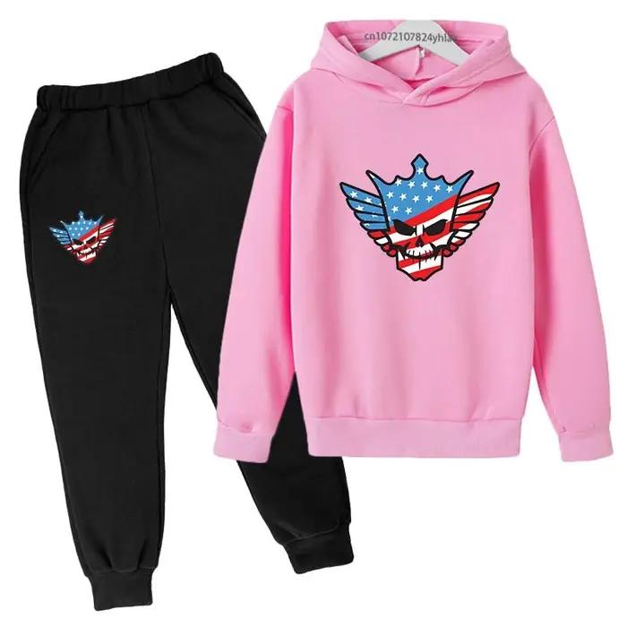 Enfants automne printemps mode Cody WWE 2 pièces pull à capuche + pantalon survêtements 2-13 ans gar