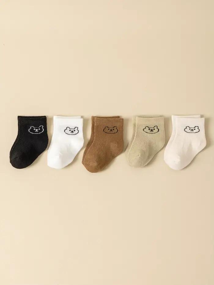 5 paires de chaussettes pour bébé, couleur unie, douces et confortables, blanches, mi-mollet, pour l