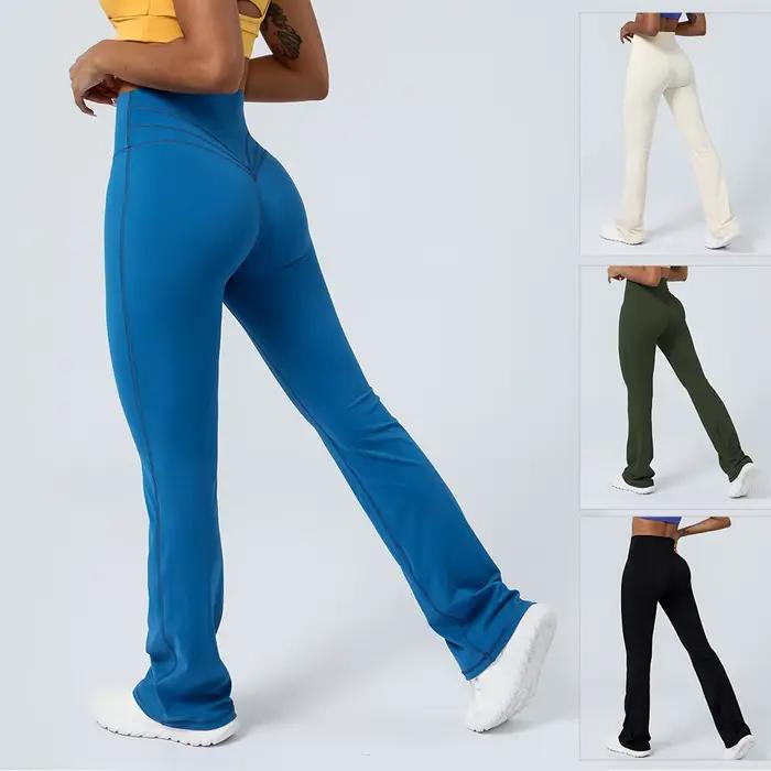 Leggings évasés yoga femmes taille haute - Danse Pilates fitness jambes larges sport