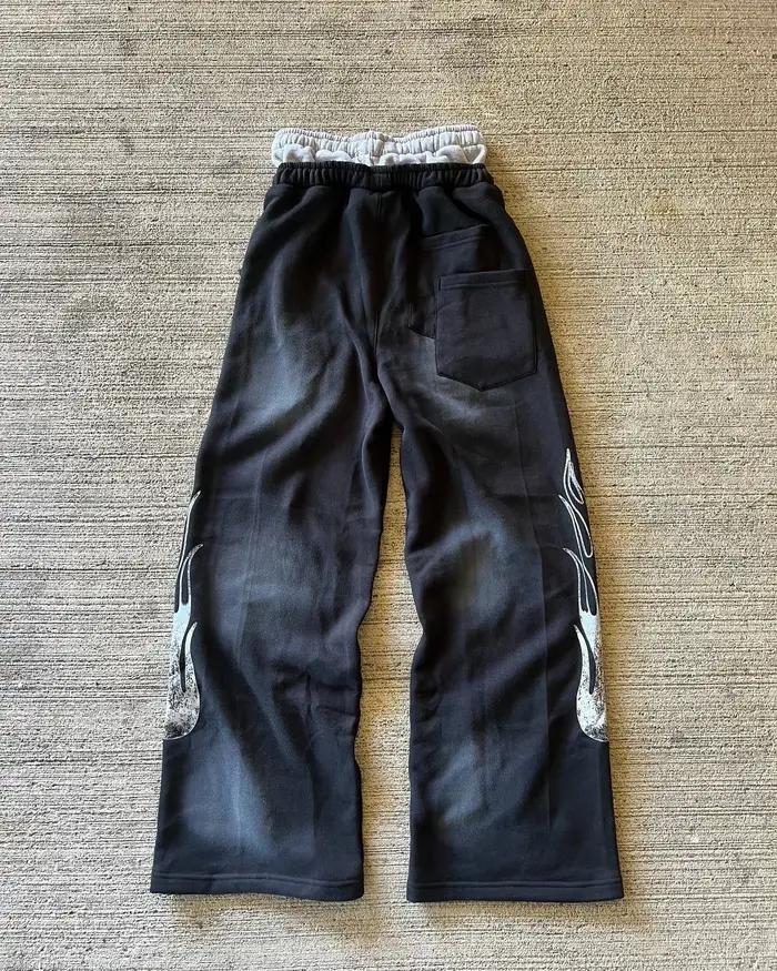 Pantalon de survêtement américain Y2K pour hommes, Baggy, Patch de lettres, rétro, Double couche, De