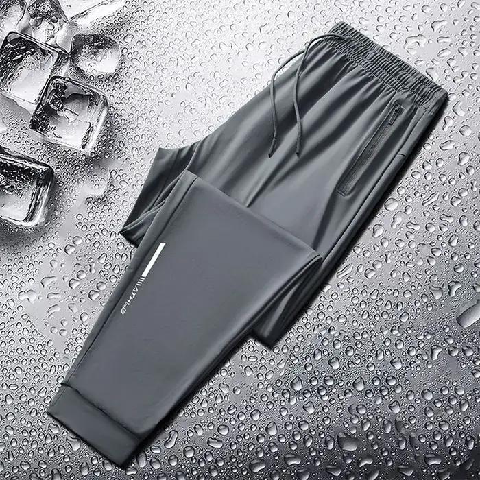 Pantalon Long en Soie Glacée pour Homme Coupe Slim, Ample, Haute, vaccage Rapide, Course en Plein Ai