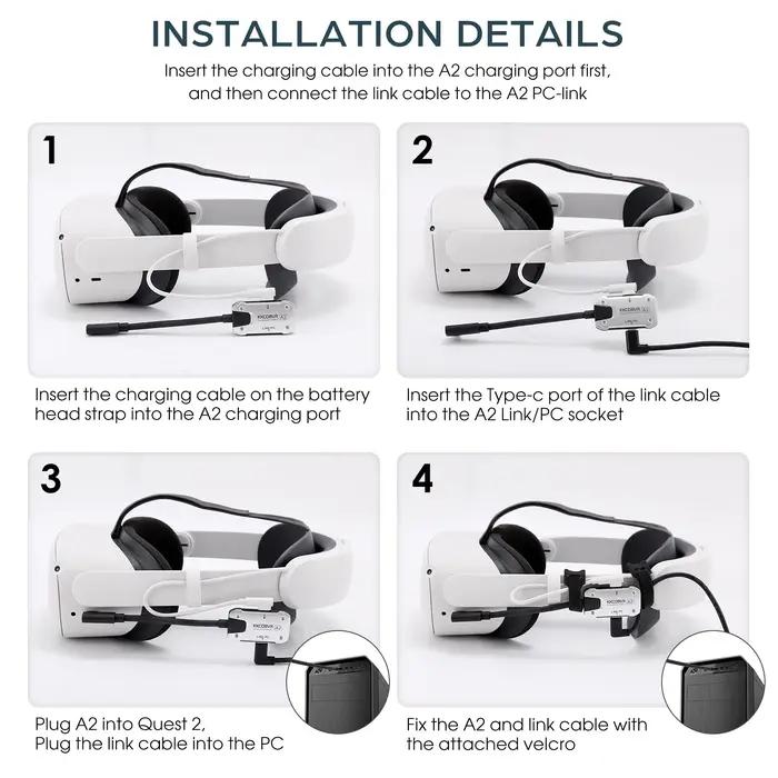 KKCOBVR A2 Compatible avec Quest 1\Quest 2 \Quest Pro et Pico 4 VR Connectivity Adaptateur de transf