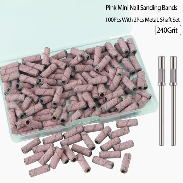 100 pièces bandes de ponçage pour perceuse à ongles avec 2 pièces jeu de mèches de mandrin, Mini pet