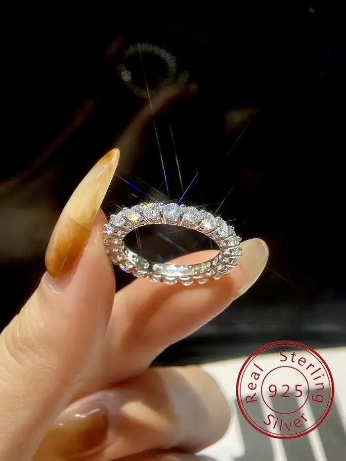 Bague classique en argent Sterling 925 pour femmes, bague simple en Zircon à une rangée, fiançailles