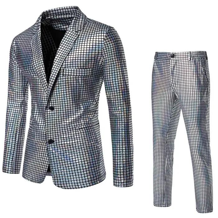À la mode nouveaux hommes paillettes marquage à chaud costume Disco Cosplay fête scène discothèque b