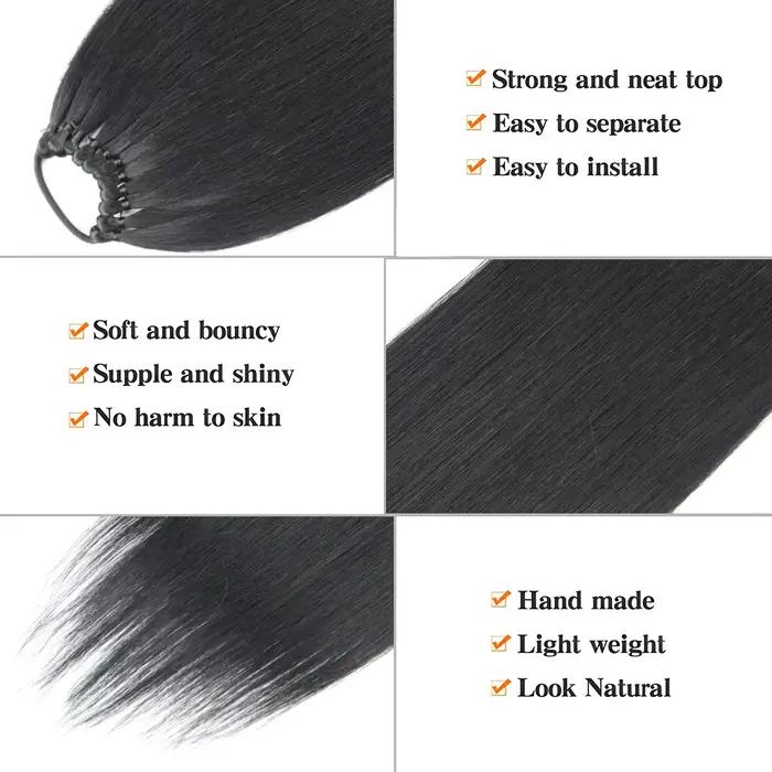 Extensions de queue de cheval synthétiques noires tressées naturelles, postiche longue et lisse avec