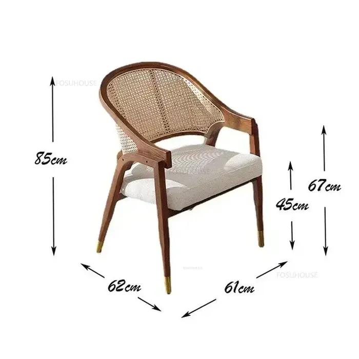 Chaises de salle à manger rétro nordiques, meubles de maison en bois massif et rotin, chaise de lois