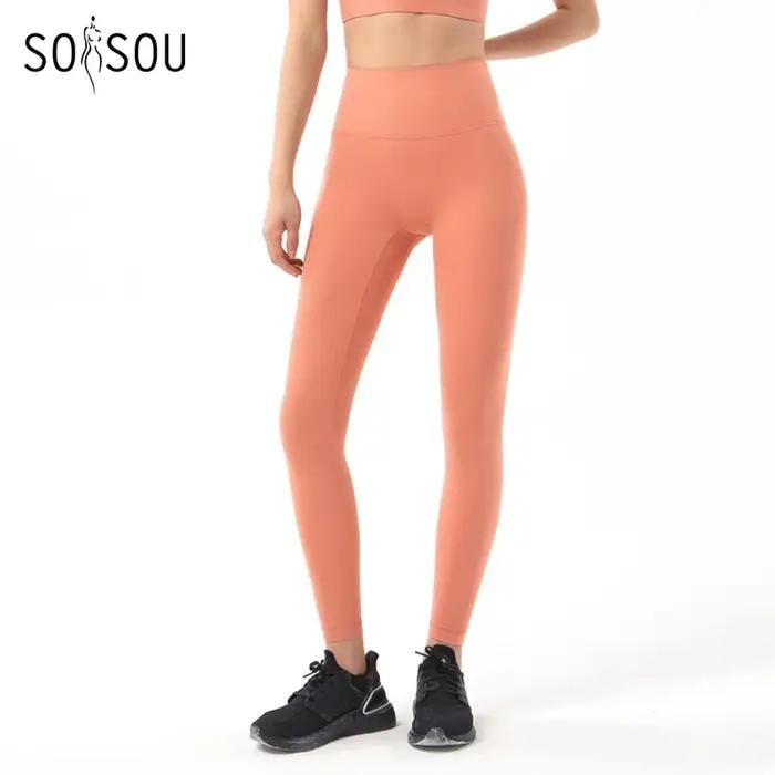 SOISOU-Pantalon de yoga en nylon pour femme, leggings de gymnastique pour fille, collants de fitness