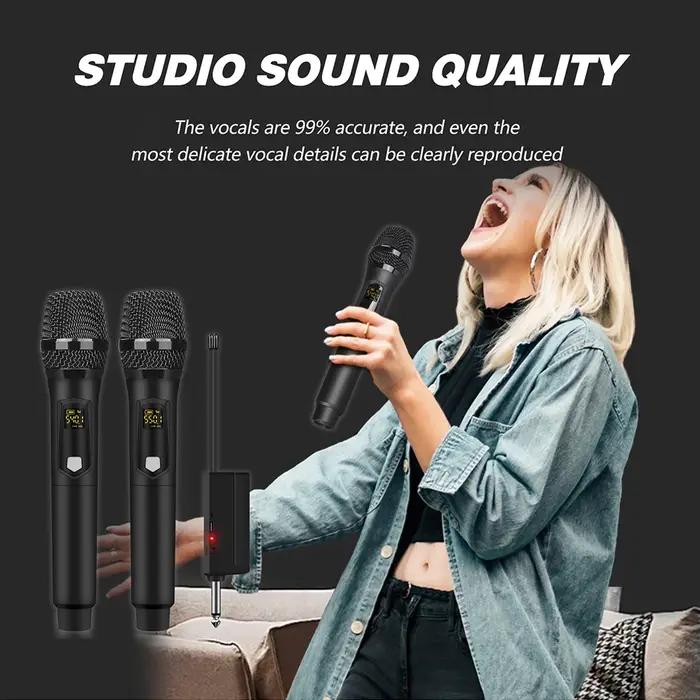 Système de microphone sans fil UHF Debra Audio - 2 micros portatifs rechargeables pour karaoké, scèn
