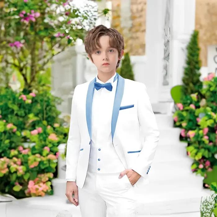 Costume ajusté pour garçons, 2 pièces, vêtements de Performance de Piano, smoking Chic à revers châl