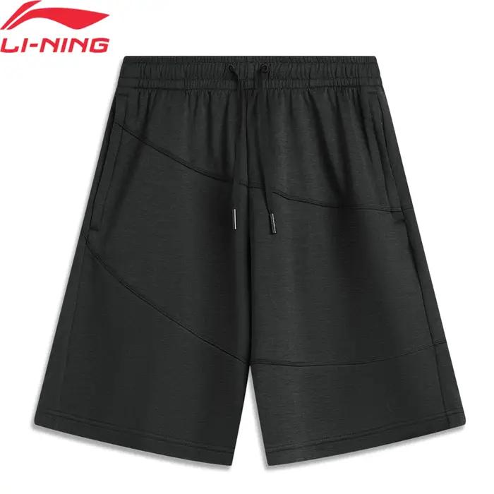 Li-Ning Short de sport Wade Knit pour hommes, 100% polyester, coupe régulière, poche zippée conforta