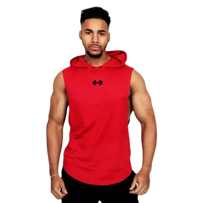 T-shirt ample sans manches capuche homme coton respirant musculation fitness été