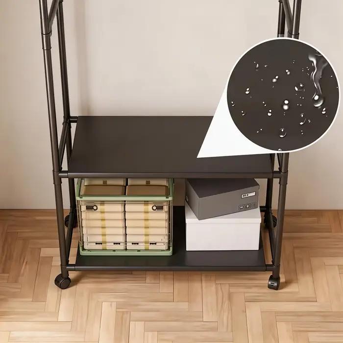 Porte-manteau multifonctionnel avec cintres et étagère de rangement multi-niveaux pour salon et chambre gain de place organisation vêtements chaussures accessoires